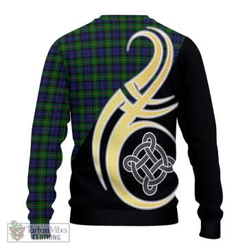 Gordon Tartan Ugly Sweater with Family Crest and Celtic Symbol Style