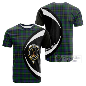 Gordon Tartan Cotton T-shirt with Family Crest Circle Style