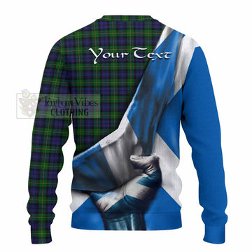 Gordon Tartan Knitted Sweater with Family Crest Scotland Patriotic Style