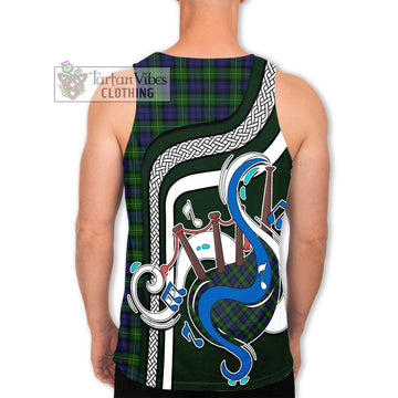 Gordon Tartan Men's Tank Top with Epic Bagpipe Style