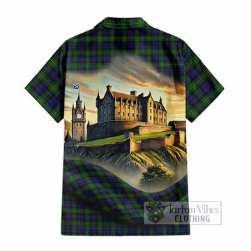 Gordon Tartan Family Crest Hawaiian Shirt with Scottish Ancient Castle Style - Tartan Vibes Clothing