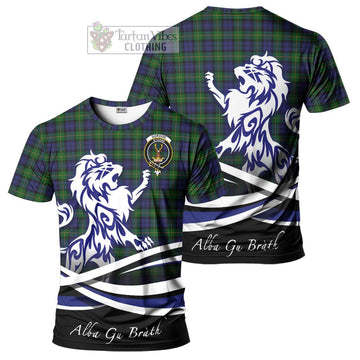 Gordon Tartan Cotton T-shirt with Alba Gu Brath Regal Lion Emblem