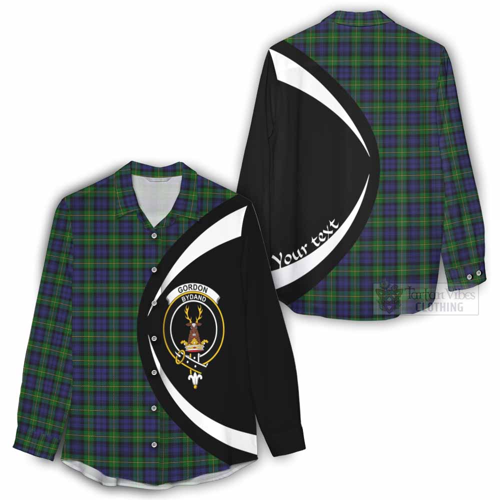 Tartan Vibes Clothing Gordon Tartan Women's Casual Shirt with Family Crest Circle Style