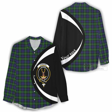 Gordon Tartan Women's Casual Shirt with Family Crest Circle Style