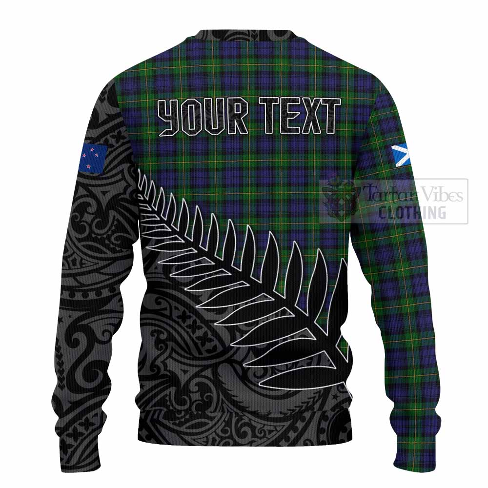 Tartan Vibes Clothing Gordon Crest Tartan Knitted Sweater with New Zealand Silver Fern Half Style