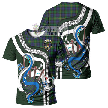 Gordon Tartan T-Shirt with Epic Bagpipe Style