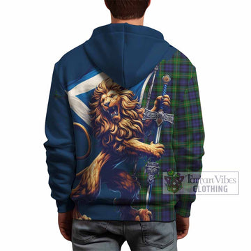 Gordon Tartan Family Crest Hoodie with Scottish Majestic Lion