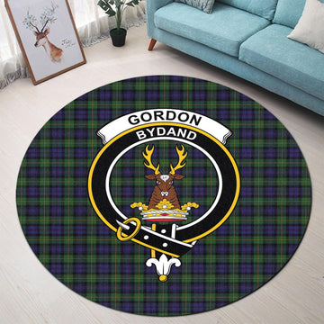 Gordon Tartan Round Rug with Family Crest - Tartan Vibes Clothing