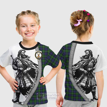 Gordon Tartan Clan Crest Kid T-Shirt with Highlander Warrior Celtic Style