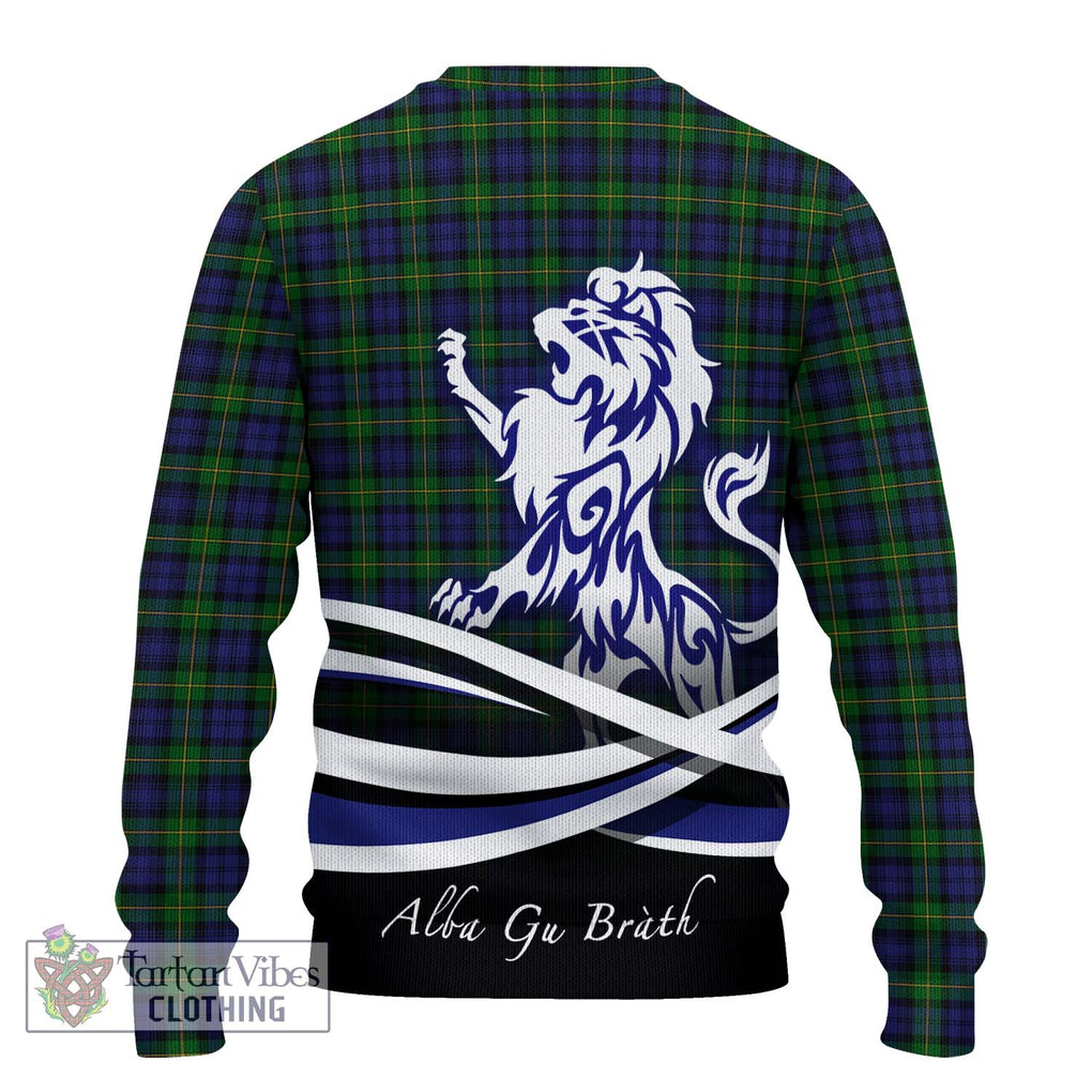 Gordon Tartan Knitted Sweater with Alba Gu Brath Regal Lion Emblem - Tartanvibesclothing Shop