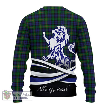 Gordon Tartan Ugly Sweater with Alba Gu Brath Regal Lion Emblem