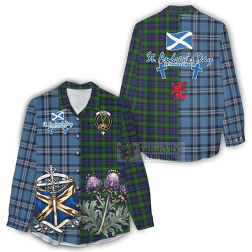 Gordon Tartan Women's Casual Shirt Happy St. Andrew's Day Half Tartan Style