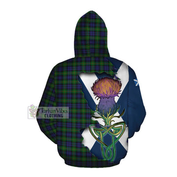 Gordon Tartan Family Crest Cotton Hoodie Scottish Thistle Celtic Inspired Pullover Hoodie - Tartan Vibes Clothing