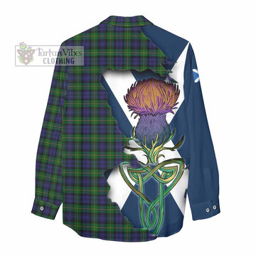 Gordon Tartan Family Crest Women's Casual Shirt Scottish Thistle Celtic Inspired - Tartan Vibes Clothing