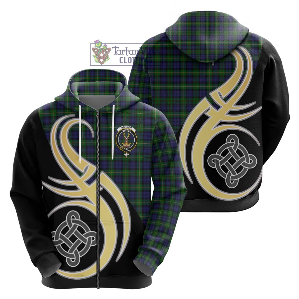 Gordon Tartan Hoodie with Family Crest and Celtic Symbol Style - Tartan Vibes Clothing