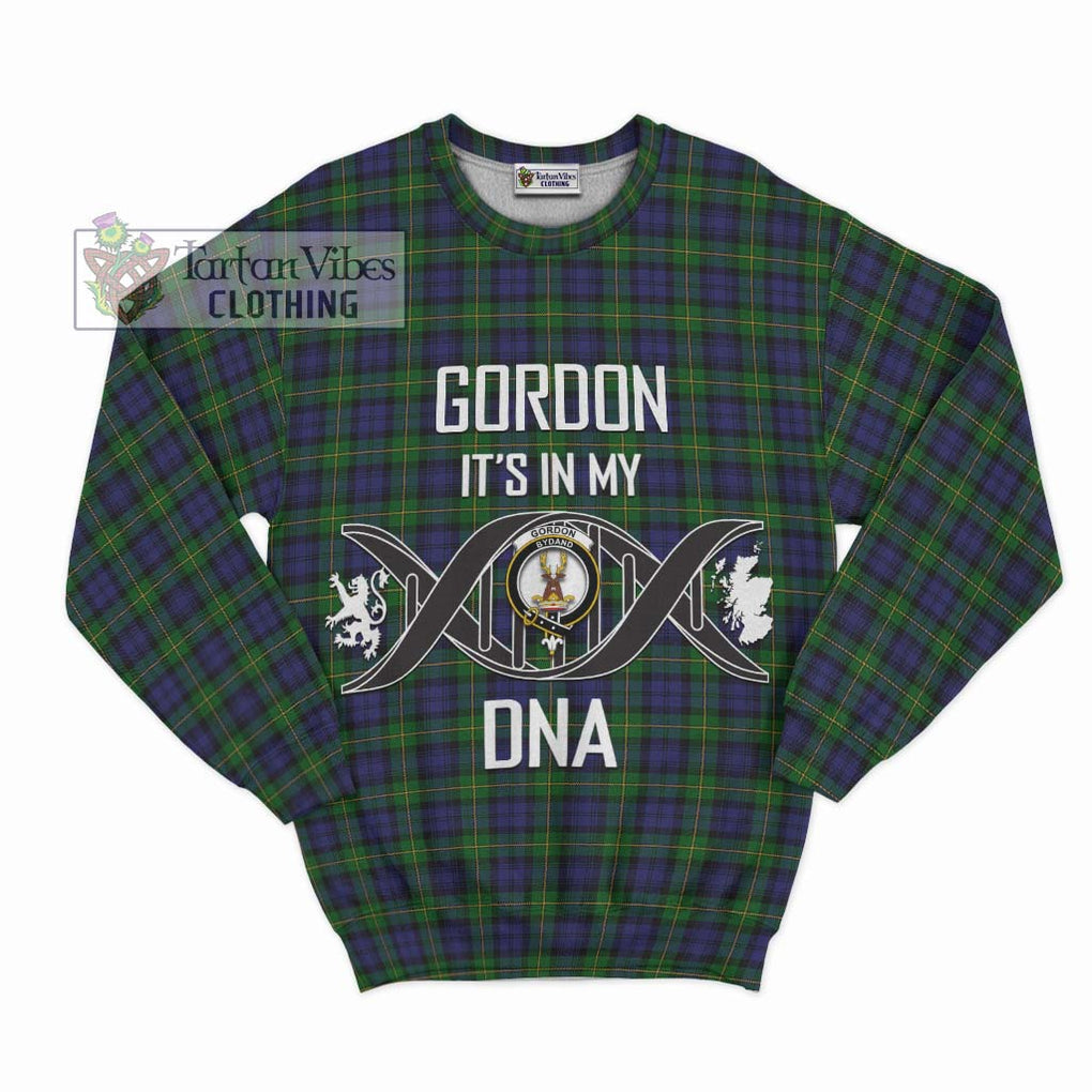 Gordon Tartan Sweatshirt with Family Crest DNA In Me Style - Tartanvibesclothing Shop