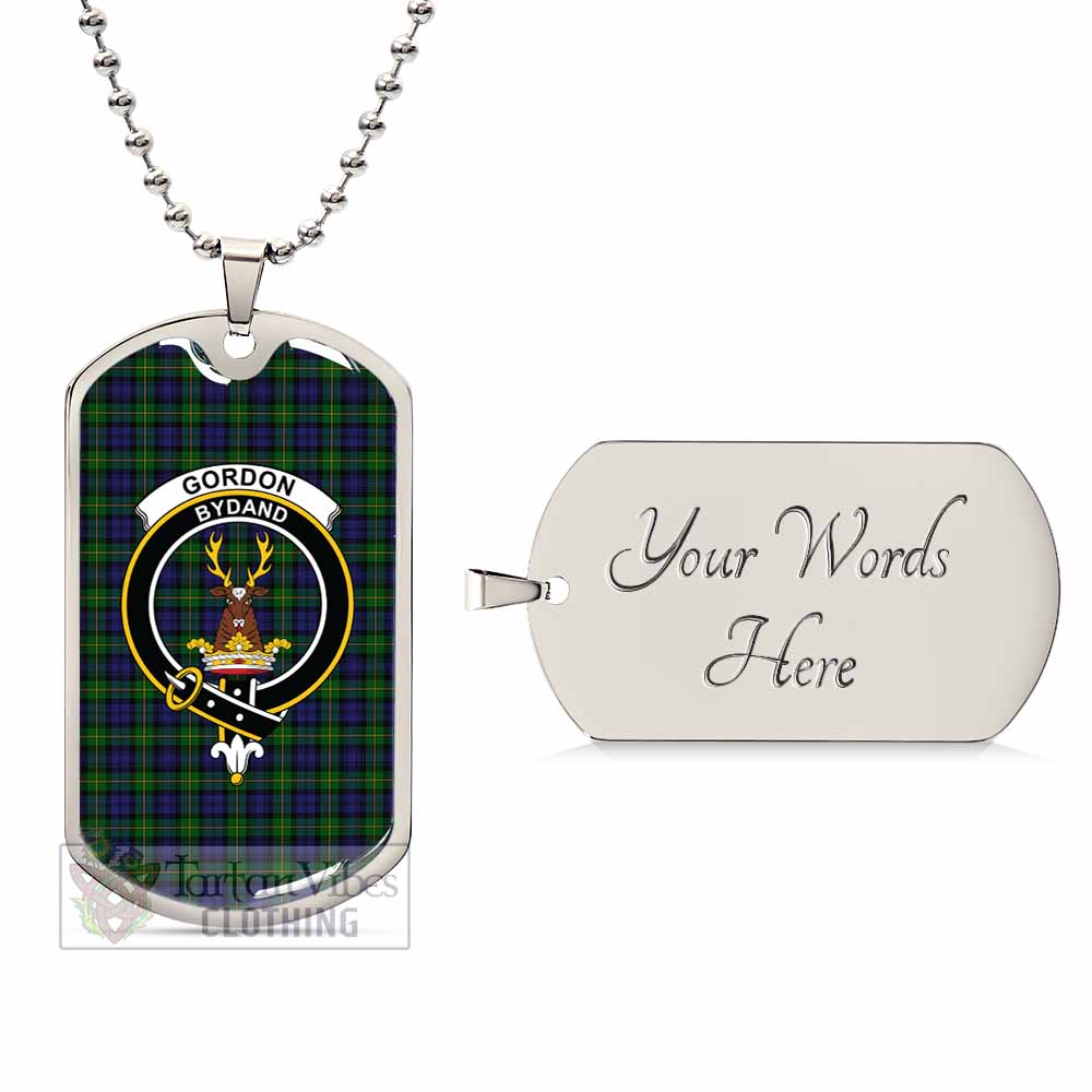 Tartan Vibes Clothing Gordon Tartan Dog Tag Necklace with Family Crest