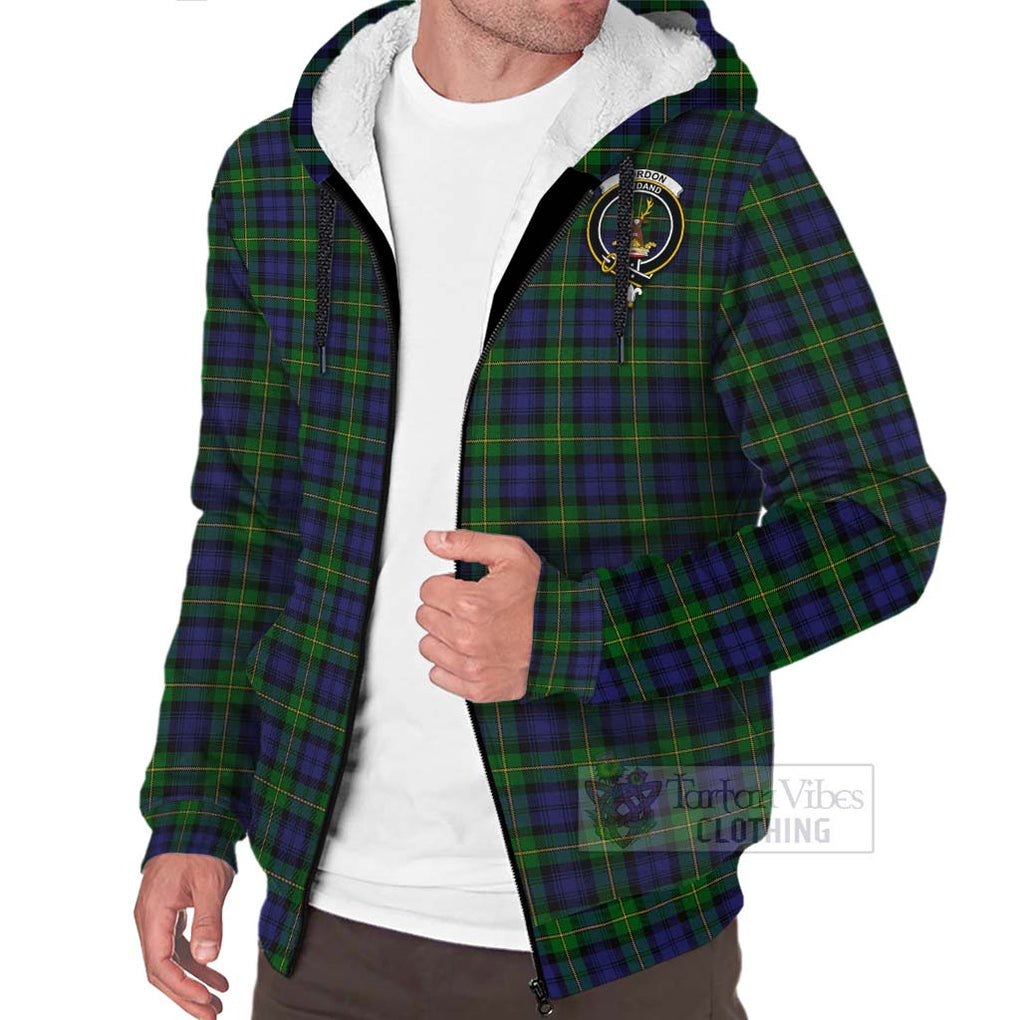 Tartan Vibes Clothing Gordon Tartan Sherpa Hoodie with Family Crest Celtic Skull Style