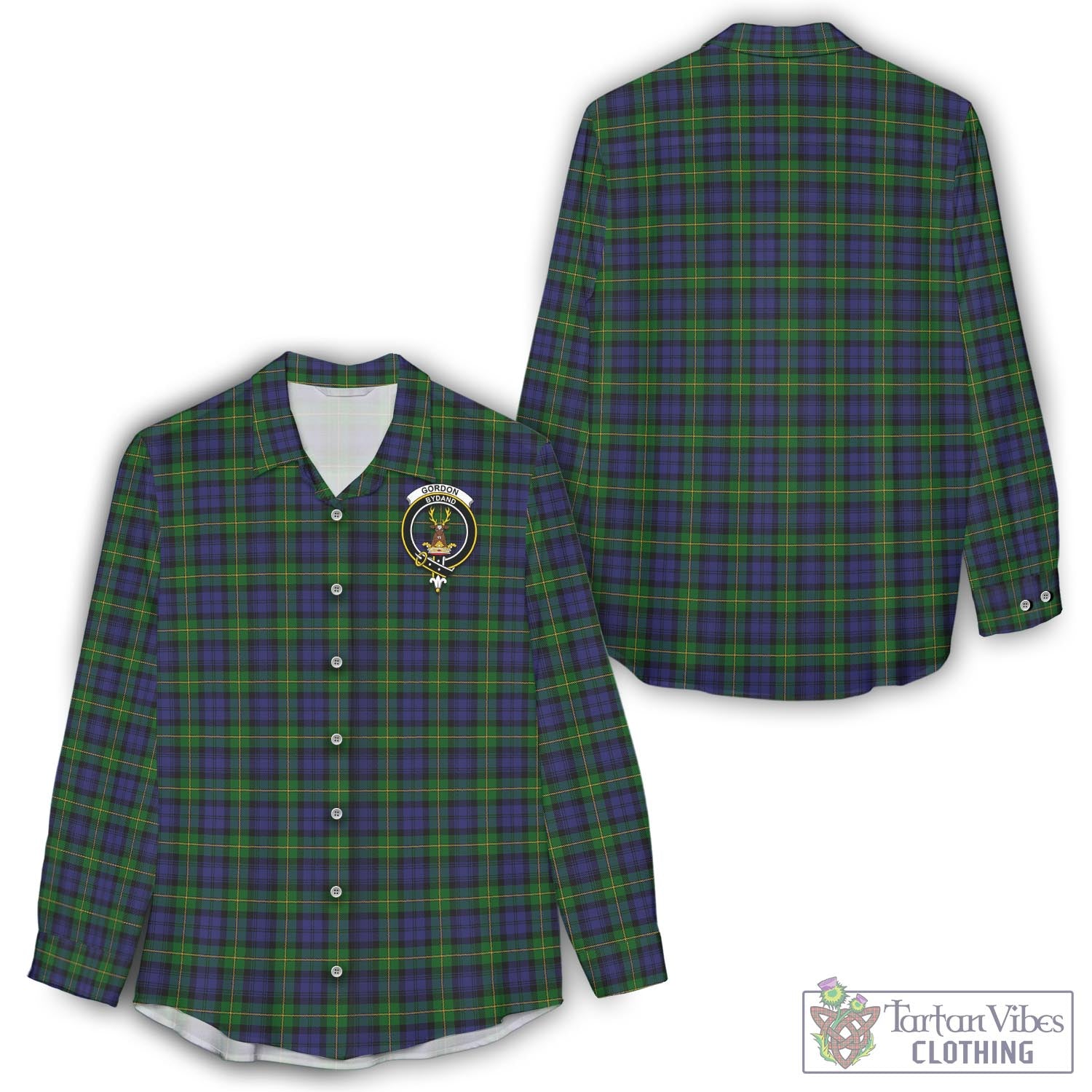 Tartan Vibes Clothing Gordon Tartan Womens Casual Shirt with Family Crest