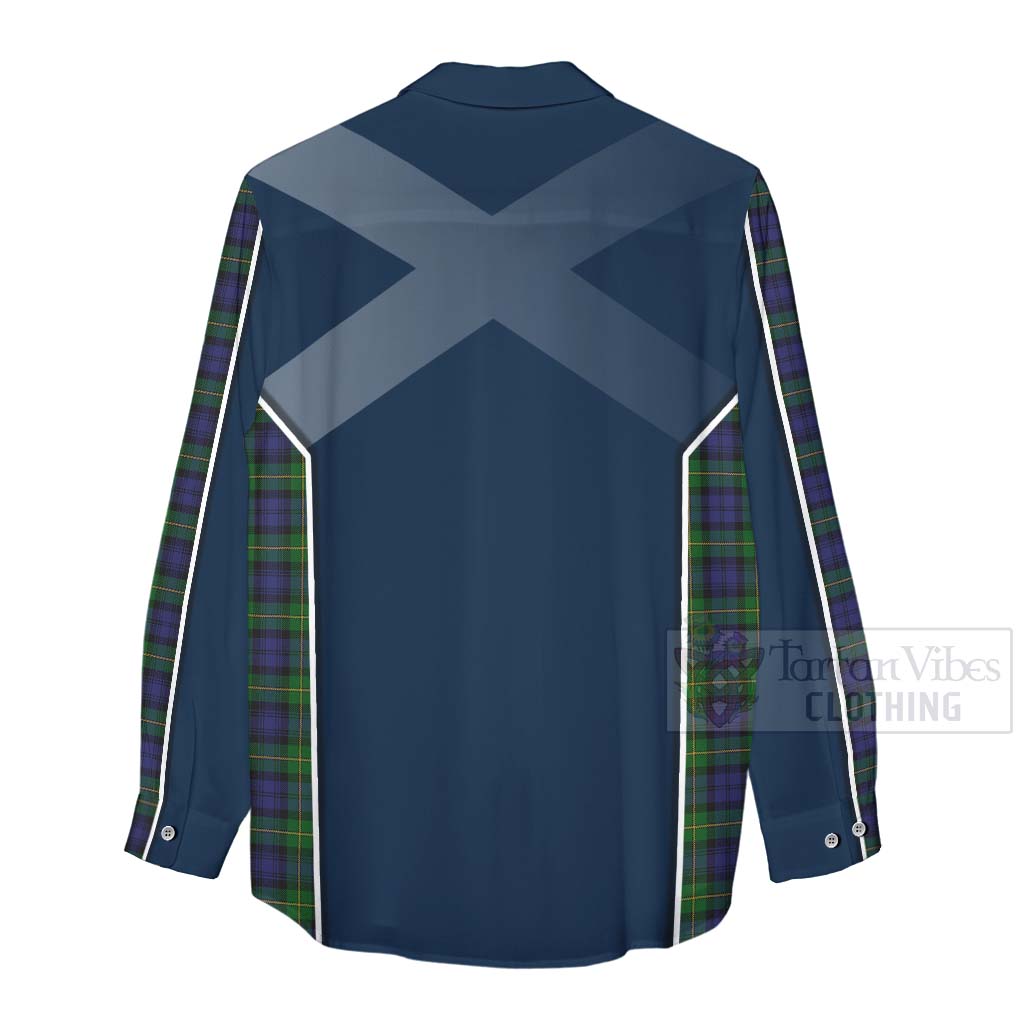 Tartan Vibes Clothing Gordon Tartan Women's Casual Shirt with Family Crest and Scottish Thistle Vibes Sport Style