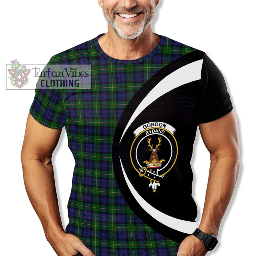 Tartan Vibes Clothing Gordon Tartan T-Shirt with Family Crest Circle Style