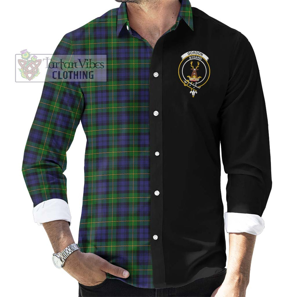 Gordon Tartan Long Sleeve Button Shirt with Family Crest and Half Of Me Style - Tartanvibesclothing Shop