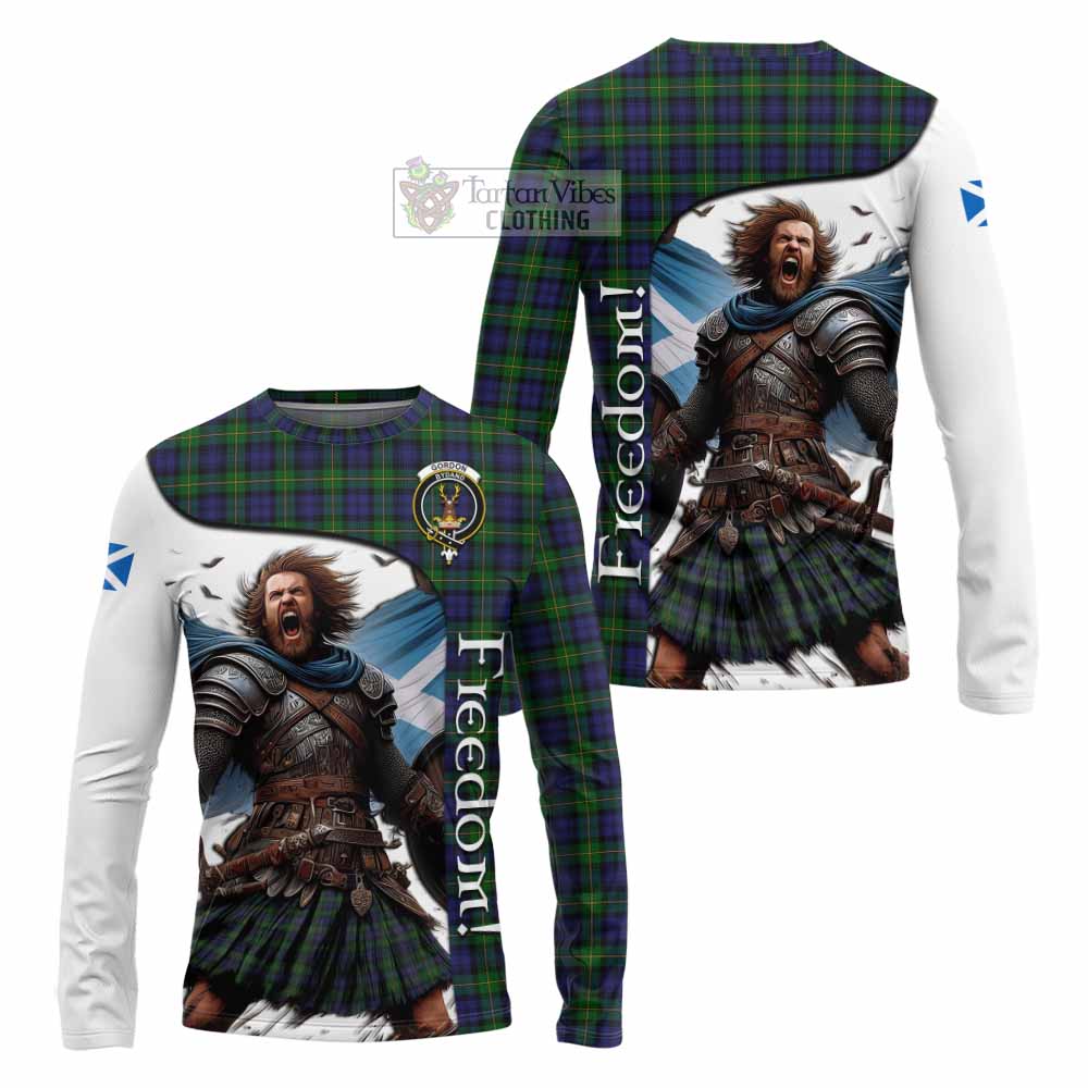 Tartan Vibes Clothing Gordon Crest Tartan Long Sleeve T-Shirt Inspired by the Freedom of Scottish Warrior