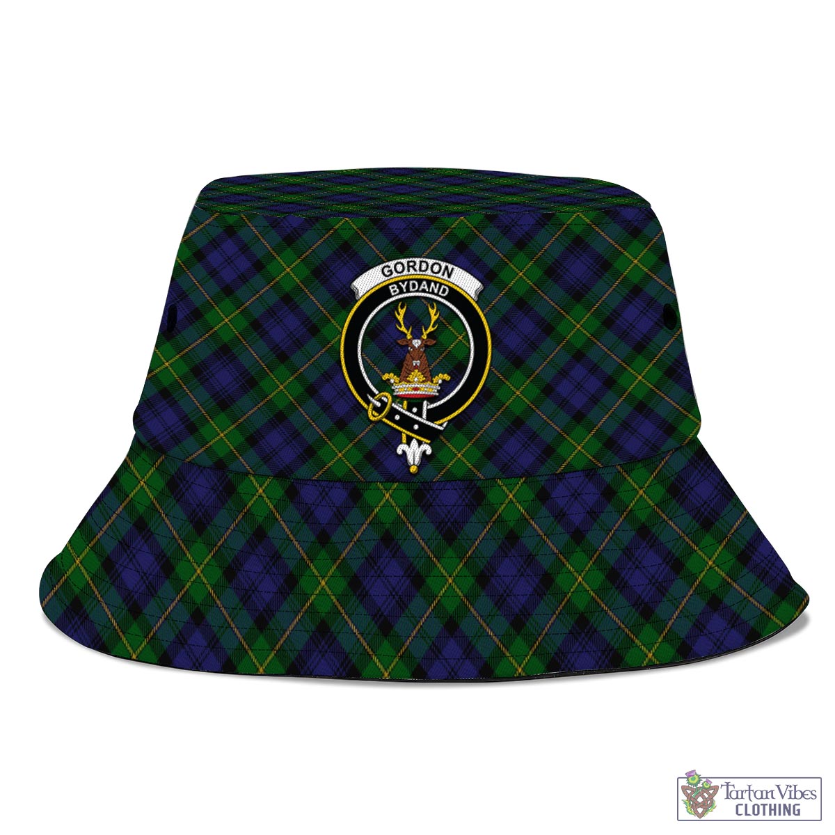 Tartan Vibes Clothing Gordon Tartan Bucket Hat with Family Crest