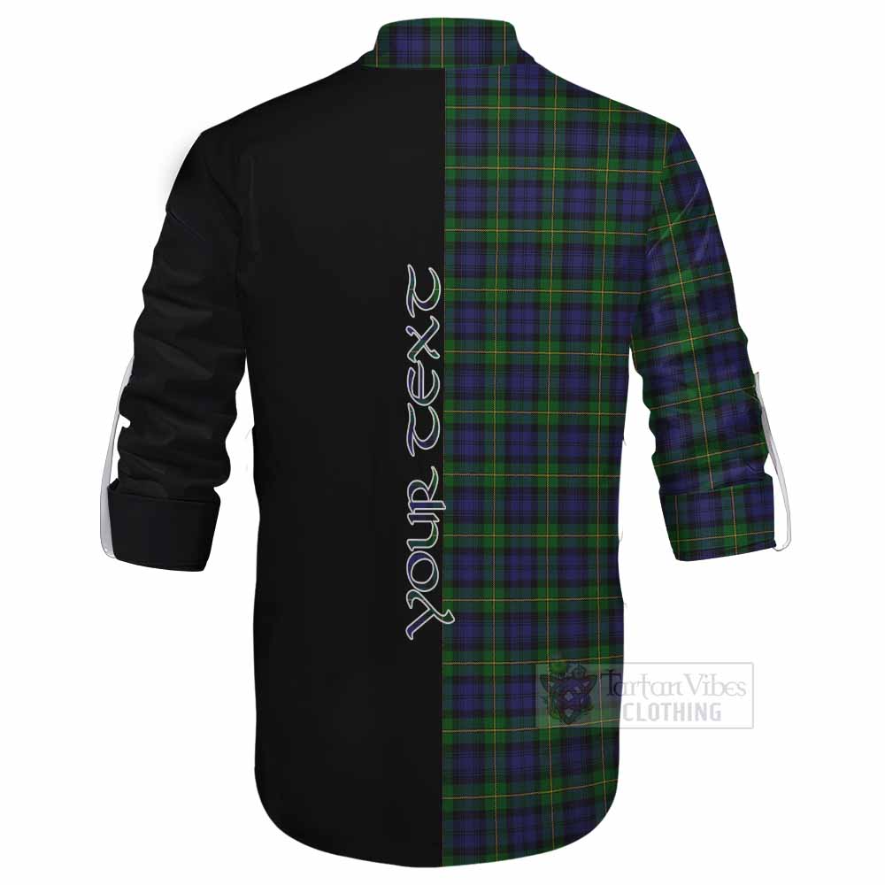 Tartan Vibes Clothing Gordon Tartan Ghillie Kilt Shirt with Family Crest and Half Of Me Style