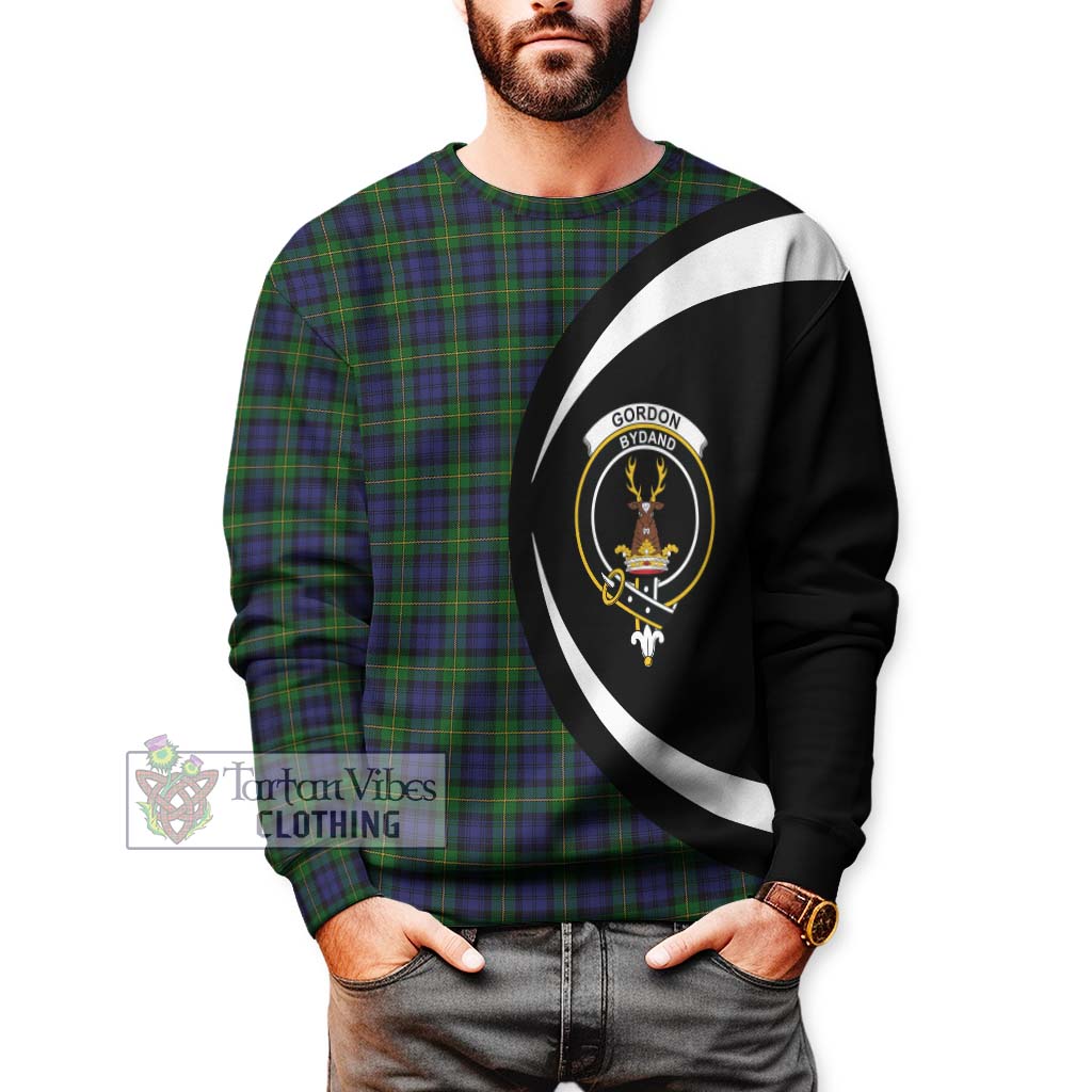 Gordon Tartan Sweatshirt with Family Crest Circle Style - Tartan Vibes Clothing