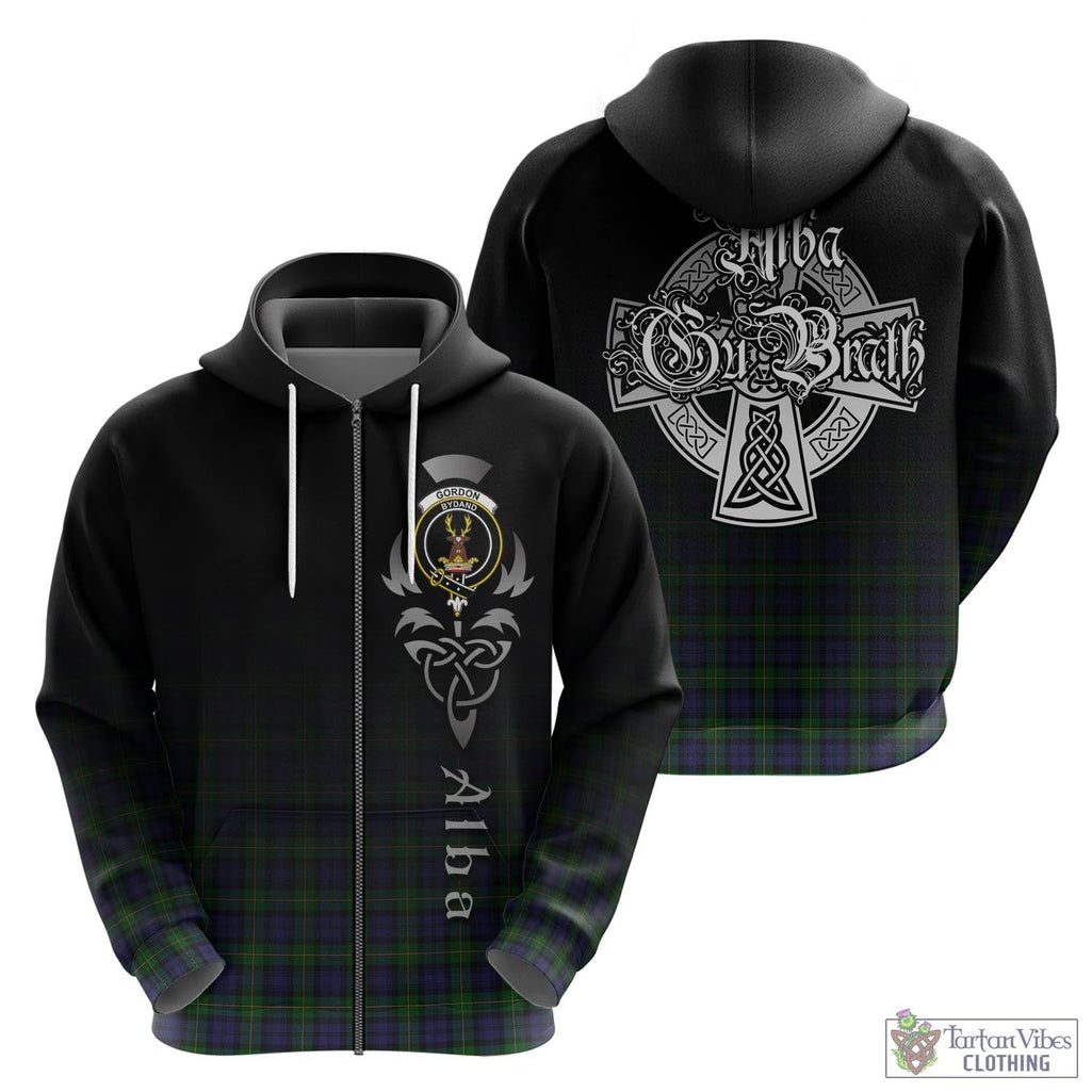 Tartan Vibes Clothing Gordon Tartan Hoodie Featuring Alba Gu Brath Family Crest Celtic Inspired