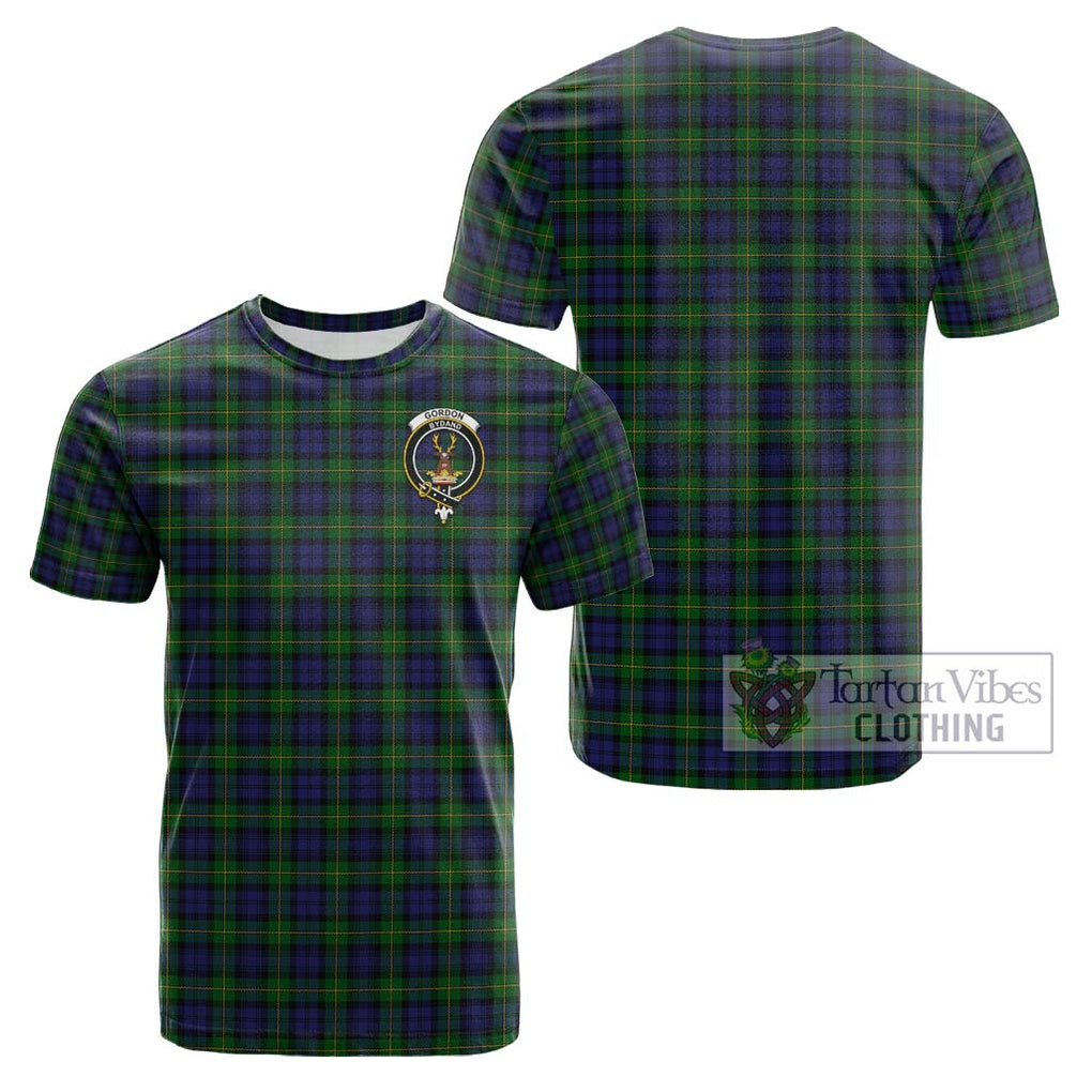 Gordon Tartan Cotton T-Shirt with Family Crest Kid's Shirt - Tartanvibesclothing Shop