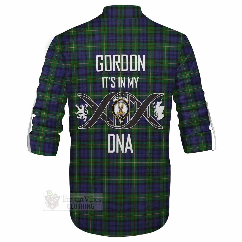 Tartan Vibes Clothing Gordon Tartan Ghillie Kilt Shirt with Family Crest DNA In Me Style