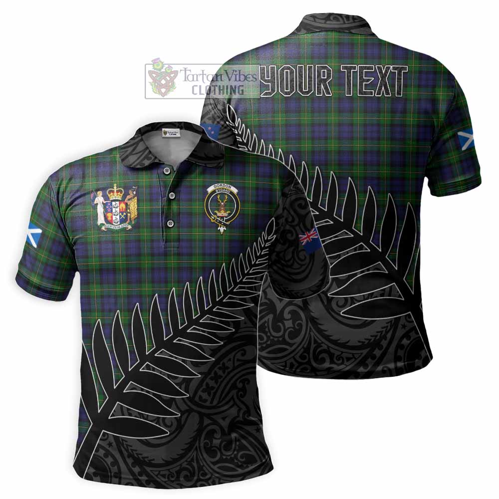 Gordon Crest Tartan Polo Shirt with New Zealand Silver Fern Half Style