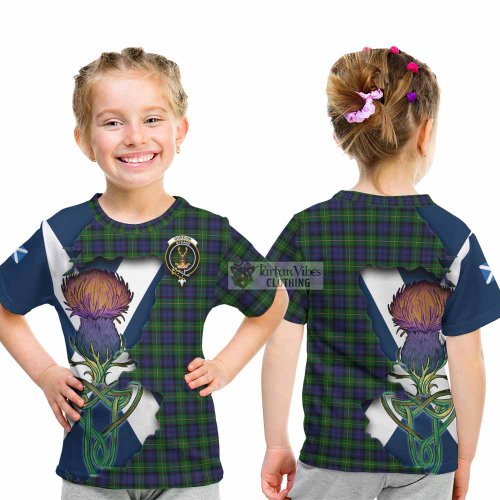Gordon Tartan Family Crest Kid T-Shirt Scottish Thistle Celtic Inspired - Tartan Vibes Clothing