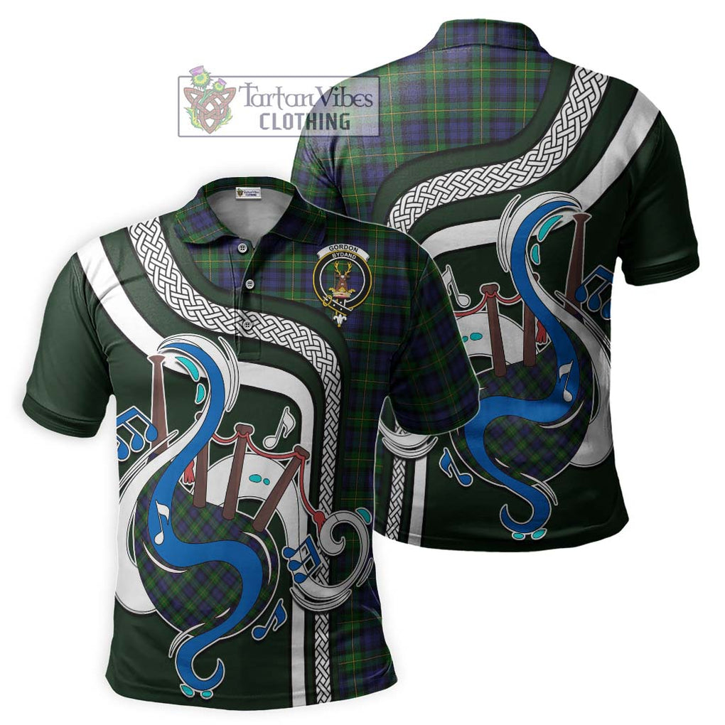 Tartan Vibes Clothing Gordon Tartan Polo Shirt with Epic Bagpipe Style