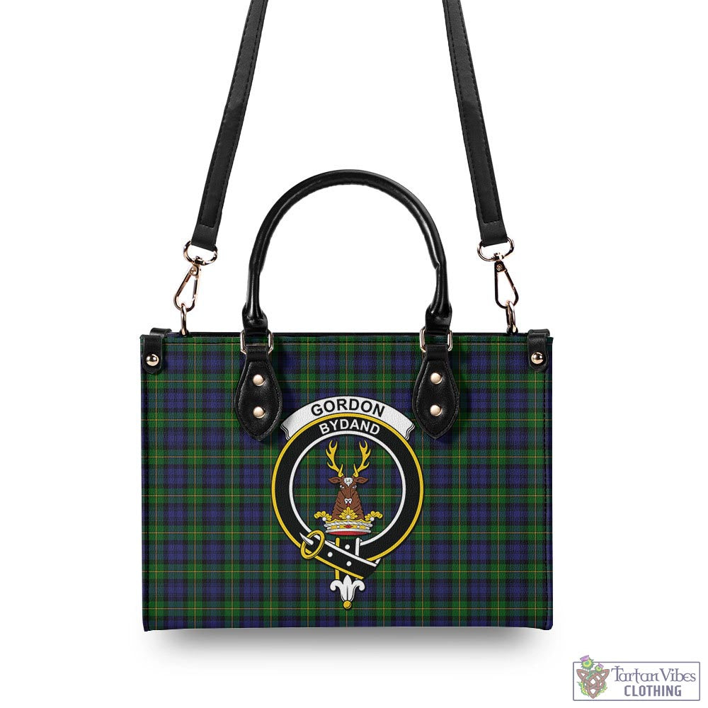 Tartan Vibes Clothing Gordon Tartan Luxury Leather Handbags with Family Crest