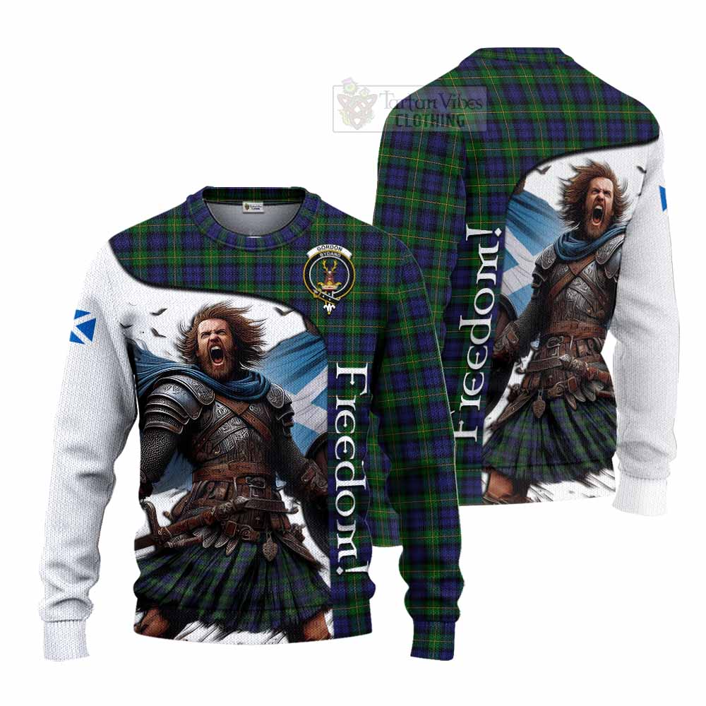 Tartan Vibes Clothing Gordon Crest Tartan Knitted Sweater Inspired by the Freedom of Scottish Warrior