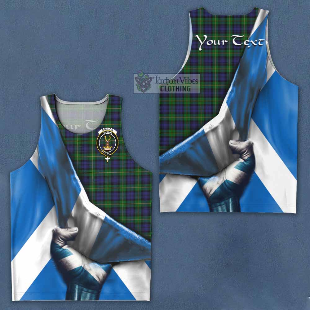 Tartan Vibes Clothing Gordon Tartan Men's Tank Top with Family Crest Scotland Patriotic Style