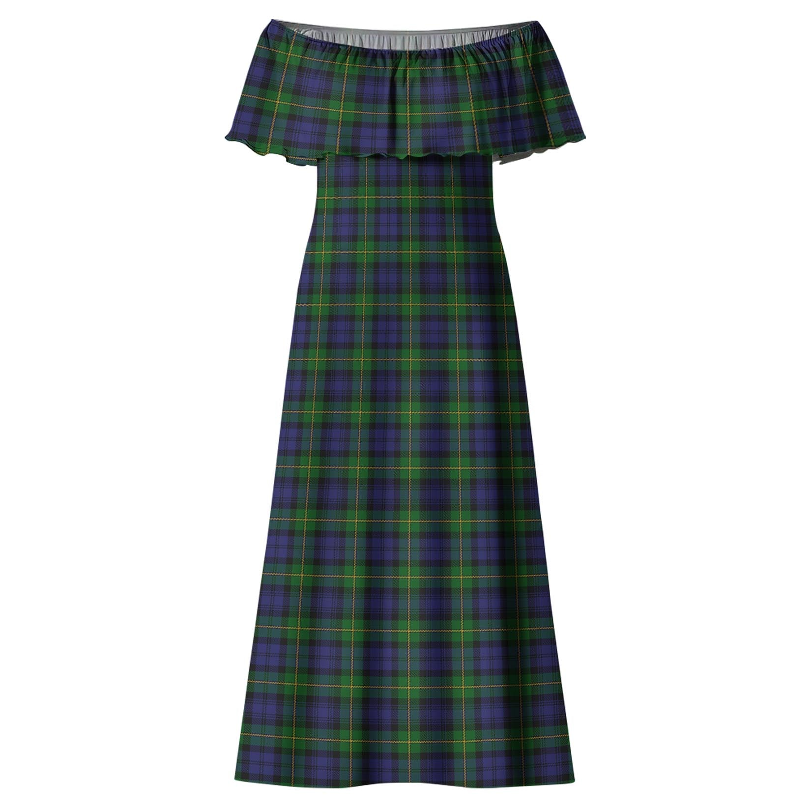 Gordon Tartan Off Shoulder Long Dress - Tartanvibesclothing