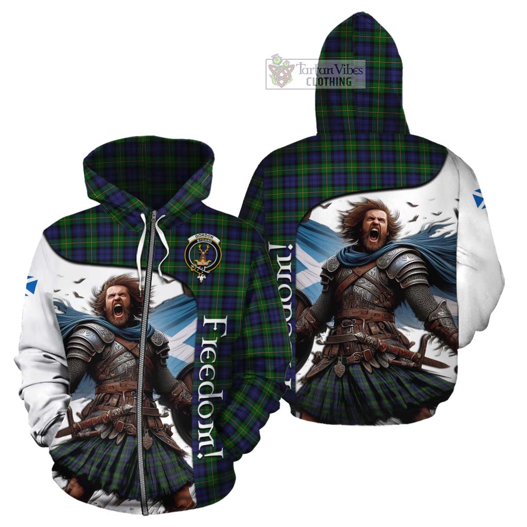 Tartan Vibes Clothing Gordon Crest Tartan Cotton Hoodie Inspired by the Freedom of Scottish Warrior