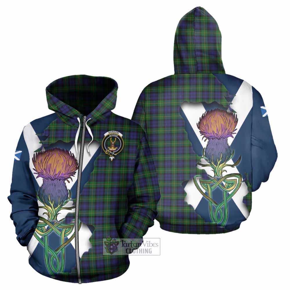 Gordon Tartan Family Crest Hoodie Scottish Thistle Celtic Inspired Zip Hoodie - Tartan Vibes Clothing