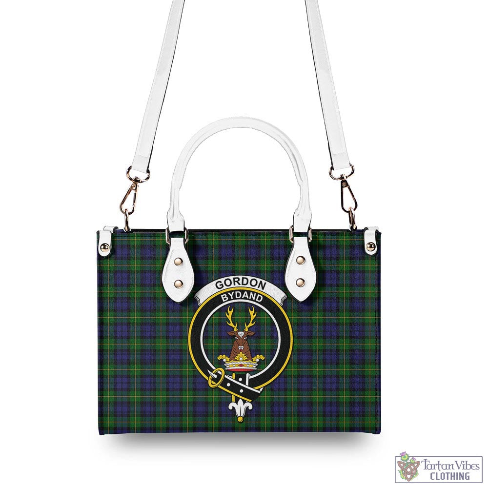 Tartan Vibes Clothing Gordon Tartan Luxury Leather Handbags with Family Crest