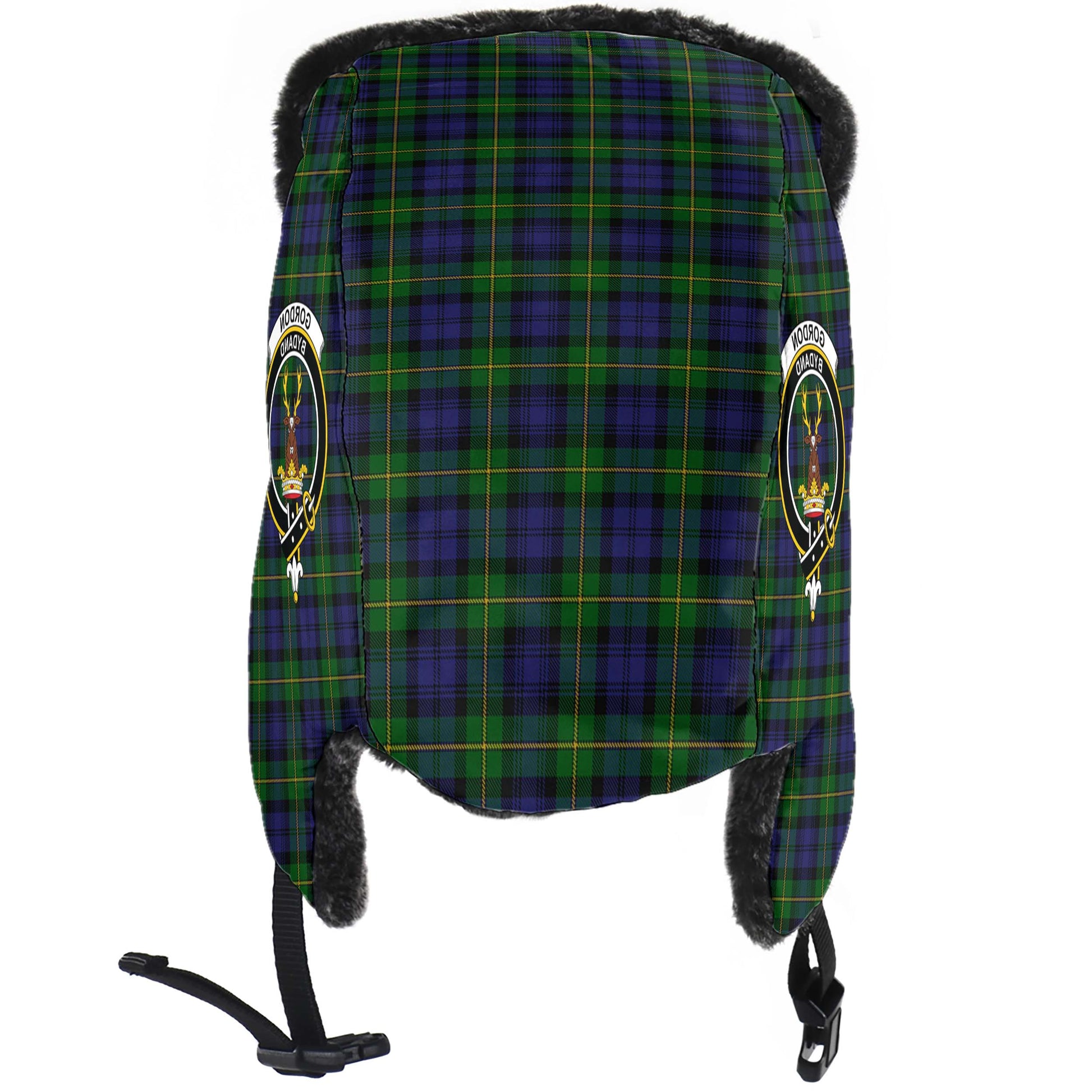 Gordon Tartan Winter Trapper Hat with Family Crest - Tartanvibesclothing