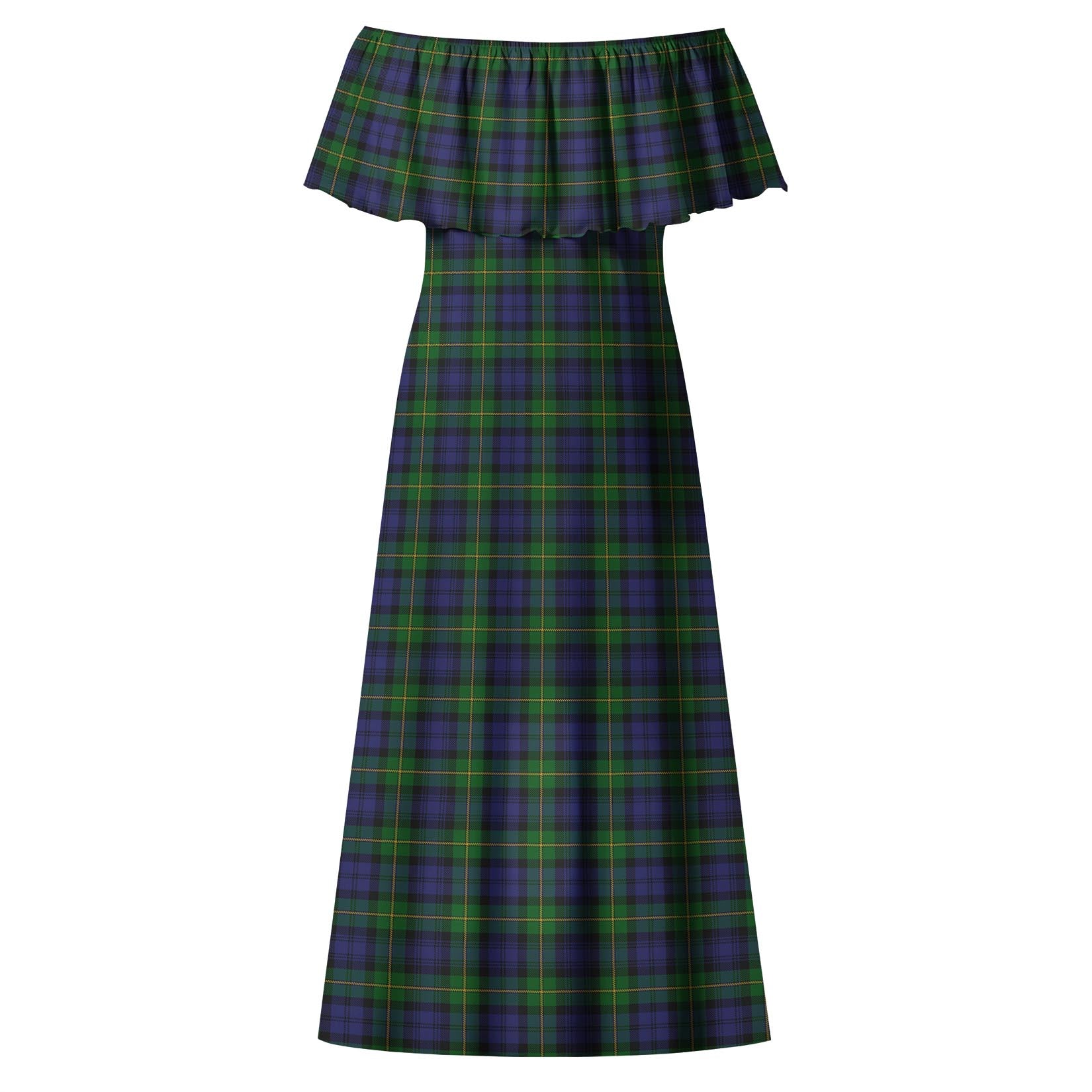 Gordon Tartan Off Shoulder Long Dress - Tartanvibesclothing