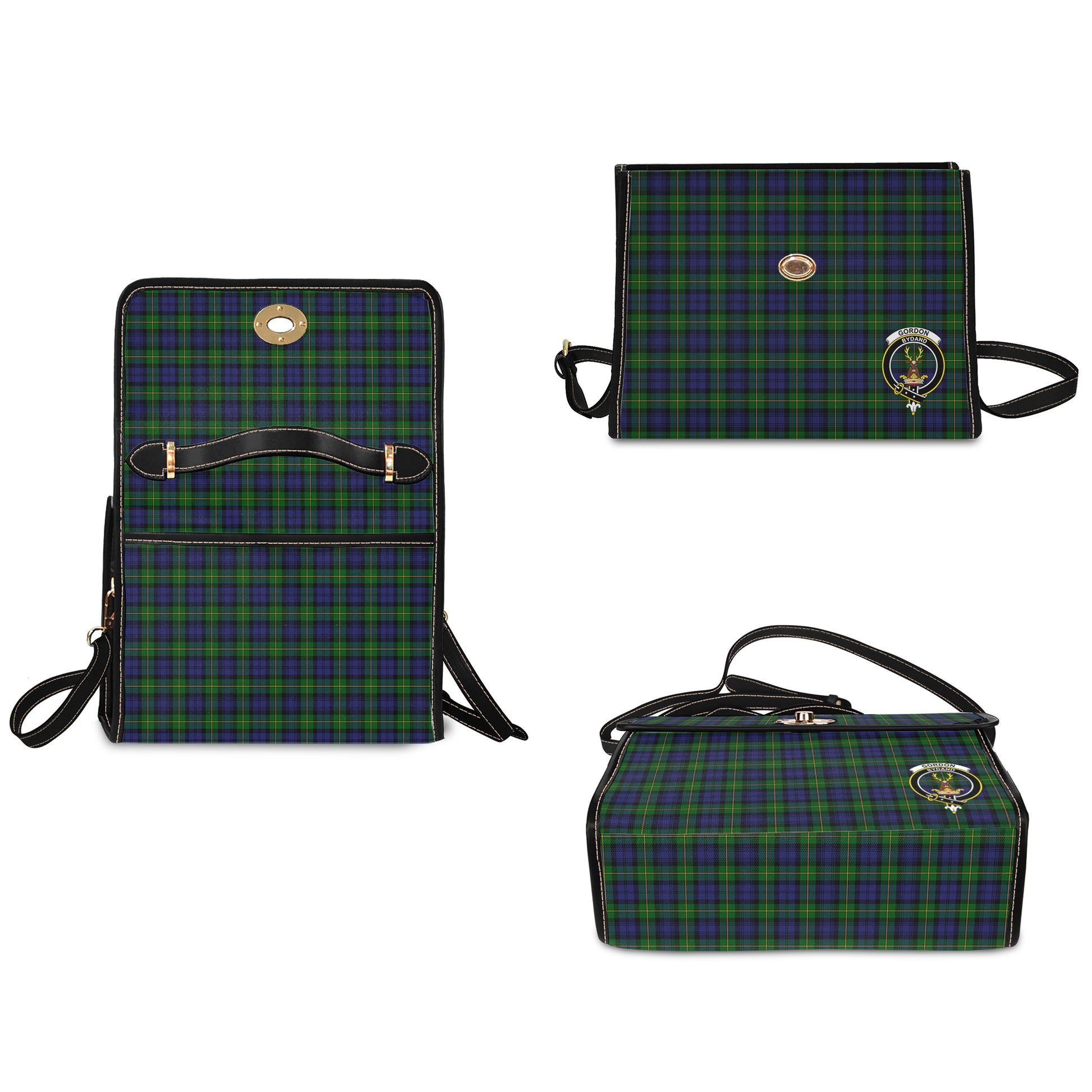 gordon-tartan-leather-strap-waterproof-canvas-bag-with-family-crest