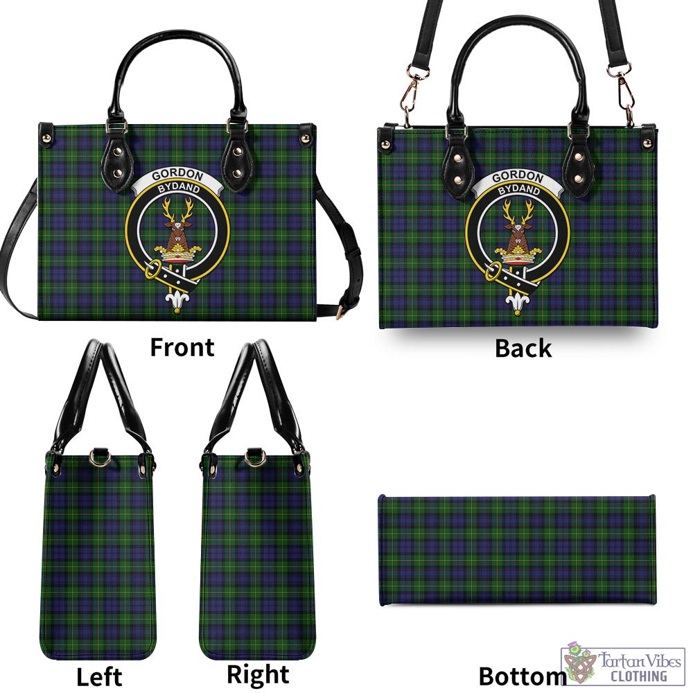 Tartan Vibes Clothing Gordon Tartan Luxury Leather Handbags with Family Crest