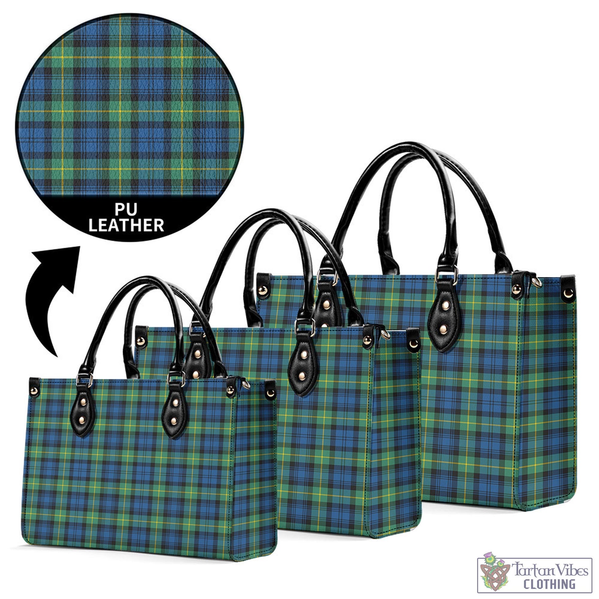 Tartan Vibes Clothing Gordon Ancient Tartan Luxury Leather Handbags