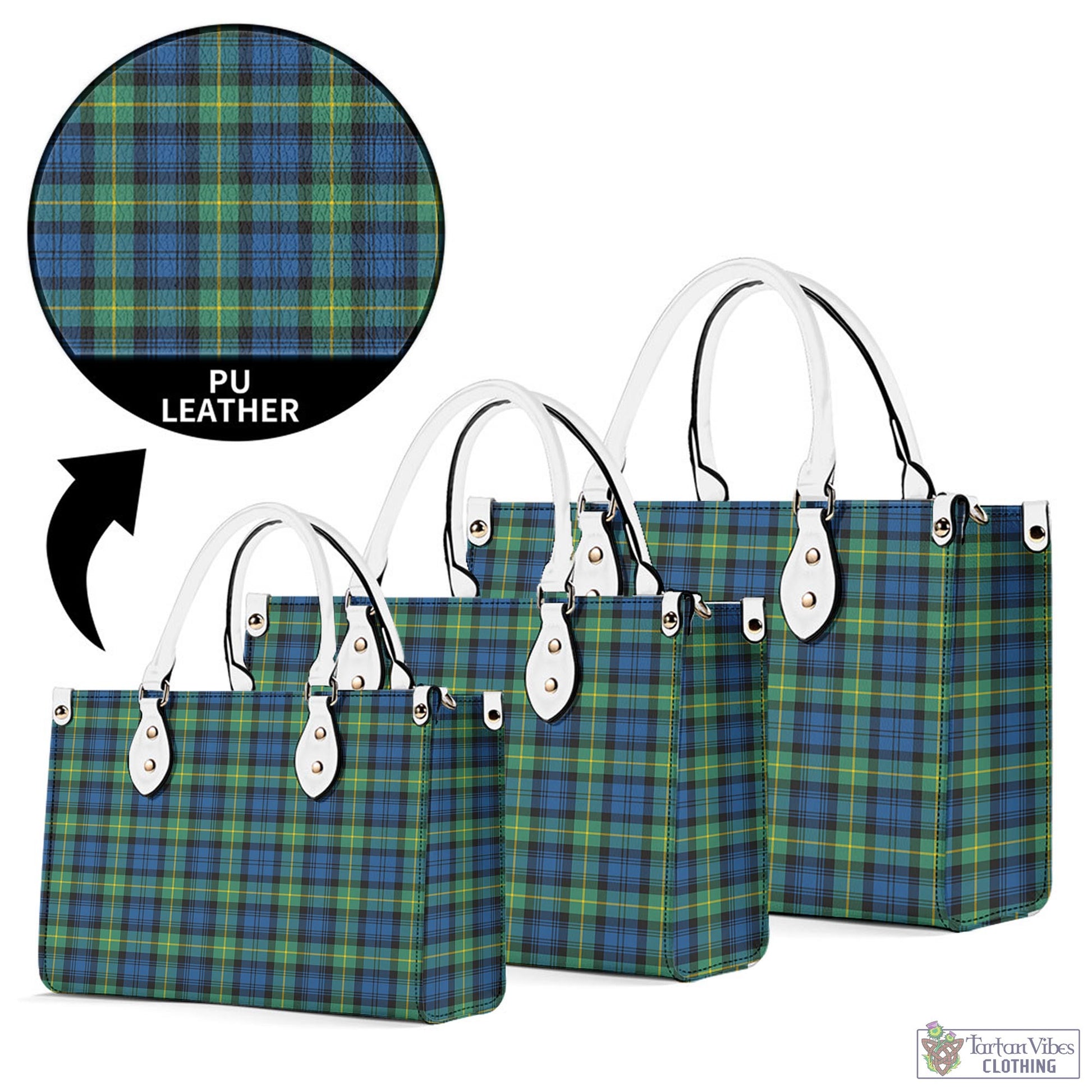 Tartan Vibes Clothing Gordon Ancient Tartan Luxury Leather Handbags