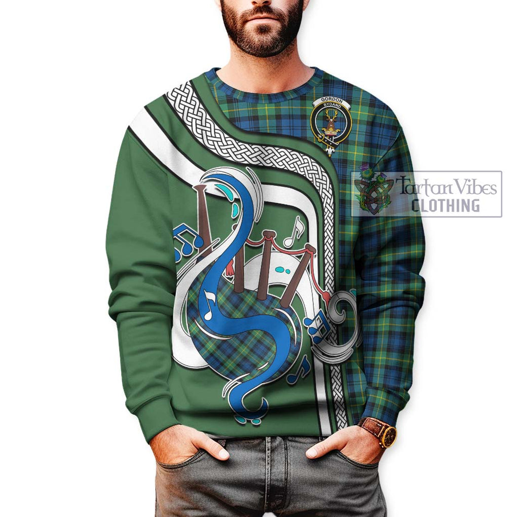 Tartan Vibes Clothing Gordon Ancient Tartan Sweatshirt with Epic Bagpipe Style